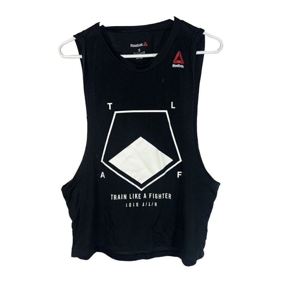 REEBOK Train Like A Fighter Muscle Tank Top MMA Gym Train New Black Respect C1
